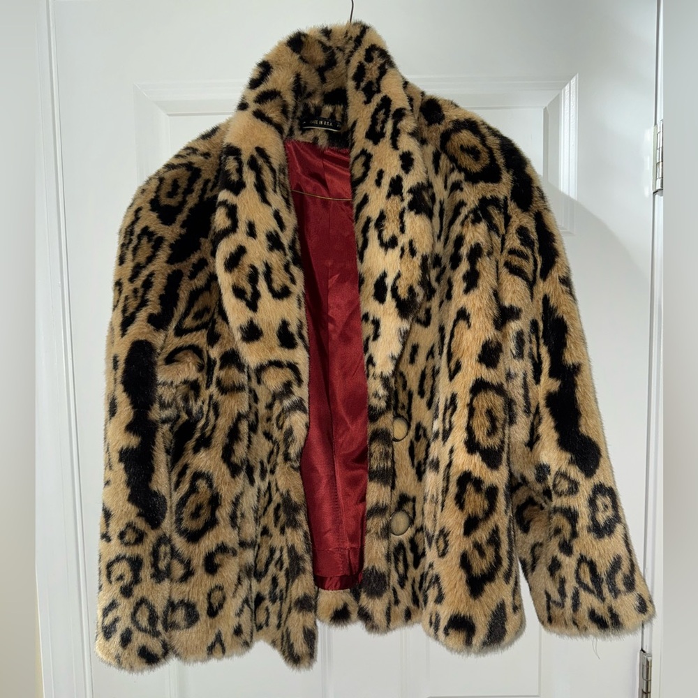 Vintage Real Fur Leopard Print Teddy Jacket